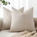 MIULEE Pack of 2 Decorative Linen Burlap Pillow Covers Farmhouse Boho Accent Pillowcases for Sofa Car Couch Bedroom Living Room Decor 24x24 Inch Taupe