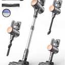 N8 Cordless Vacuum Cleaner,Lightweight Stick Vacuum with Powerful Suction,2200mAh Battery,40 Mins Runtime,Self-Standing,Rechargeable Vacuum Cleaners for Home Hardwood Floor Carpet Pet Hair (Gold)