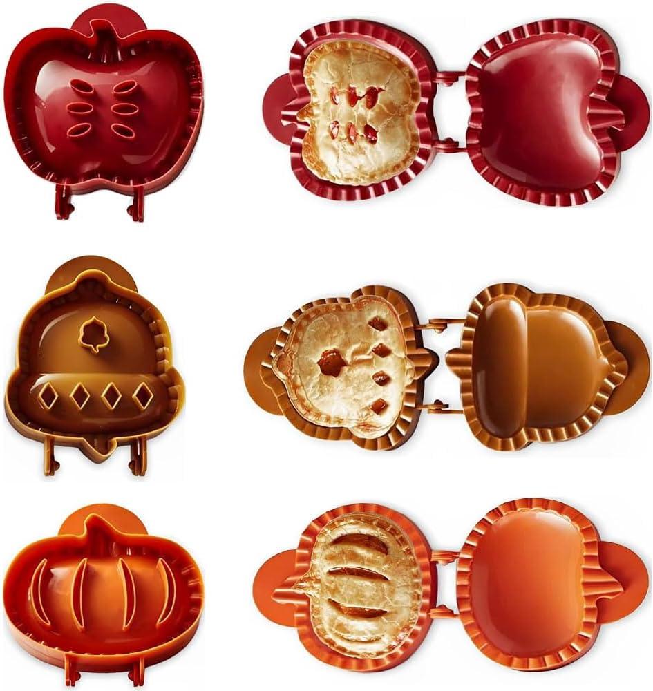 Holiday Mini Pie Mold, Hand Pie Press Mold Maker for Baking, Party Potluck Hand Pie Molds, Pumpkin Cookie Cutters, for Festivals and Parties3PCS