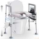Raised Toilet Seat with Handles, Toilet Seat Riser for SeniorsAdjustable Height & Width, 450lb Raised Toilet Seat with Handles for Elderly, Handicap, Elevated, Pregnant, Fit Any Toilet