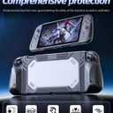 LuxiSync TPU Protective Case for Switch 2 Console  Ergonomic Carbon Fiber Grip, Shock-Absorbing Cover, 2 Screen Protectors, Thumb Grips & Dust Plugs