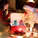 Crochet Christmas Tree Kit,Finished Product DIY Crochet Christmas Tree Kit Tree Bow Pearl Embellishment DecorationsSuitable for Christmas, Holidays, Parties Etc(Green+Red)