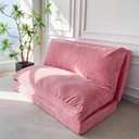 MAXYOYO Folding Sofa Bed, Floor Sofa Convertible Chair with Washable Cover, Floor Couch Lounge Bean Bag Chair Bed for Living Room, Pink, 54x91 Inch