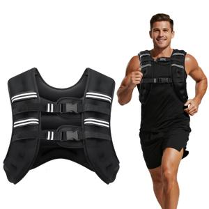Cavry Weighted Vest, 30LB Weight Vest with Two Adjustment Straps for Men Women, Body Weight Vests Adjustable with Reflective Stripe for Strength Training, Running, Training Workout, Jogging, Walking-30LB