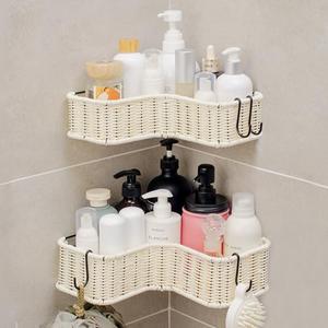 GRANNY SAYS Shower Caddy, Corner Shower Organizer, 2 Pack Rust-Proof Wicker Shelves for Bathroom, White