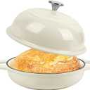 Dutch Oven for Bread Baking, 5.4 Quart Dutch Enameled Cast Iron Bread Oven, Dutch Oven for Sourdough Bread Baking, Oven Safe up to 500 F, 25 cm White