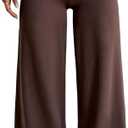 SOLY HUX Women's High Waisted Wide Leg Yoga Pants Workout Athletic Bootcut Leggings Trousers (Medium, Coffee Brown)