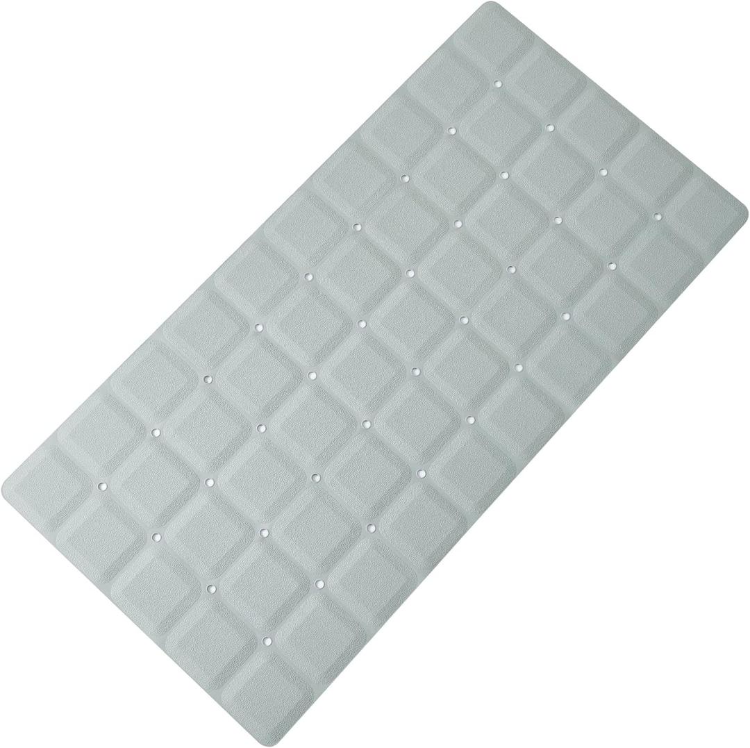 Webos Foldable Silicone Bathtub Mat: Jumbo Size Heavy Duty Safety Bath Mat for Tub Without Suction Cups Non Slip Bath & Shower Mat for Textured, Reglazed, Refinished Tub (Grey, 35.8 x 17.7)