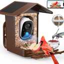 PeckCam Bird Feeder with Camera Solar Powered, AI Identify & Auto Capture, 2K HD Live Video Smart Bird Feeder Camera Instant Notifications in Backyard, Gift for Bird Lovers (Light Brown)