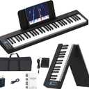 Folding Piano 61 Key, Foldable Sensitive Electric Piano for Beginners, Portable Piano Keyboard with Sheet Music Stand, Bag, Pedal