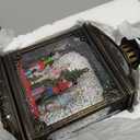 Christmas Snow Globe Lantern Water Glittering Snowman & Train with Music & Timer, USB Lined/Battery Operated Lighted Lantern for Christmas Festival Decoration Gifts