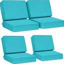 AAAAAcessories Outdoor Deep Seat Cushions, Foam Pillow, Waterproof, Fade-Resistant Patio Furniture Replacement Cushions, 24" x 24" x 5", Set of 4, Turquoise Blue (24x24-19'' Mid Back-4 Count)