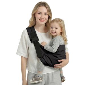 MISSWISDOM Baby Sling Carrier, Toddler Carrier Sling with Double Safety Buckle and Adjustable Shoulder Strap(7-30lbs), Baby Carriers One Size Fits All, Black