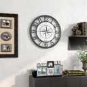 Modern Wall Clock, 16 Inch Tempered Glass Compass Pattern Dial Wall Clock Metal Frame Silent Non Ticking Wall Clocks (3. XX-Large(16 IN))