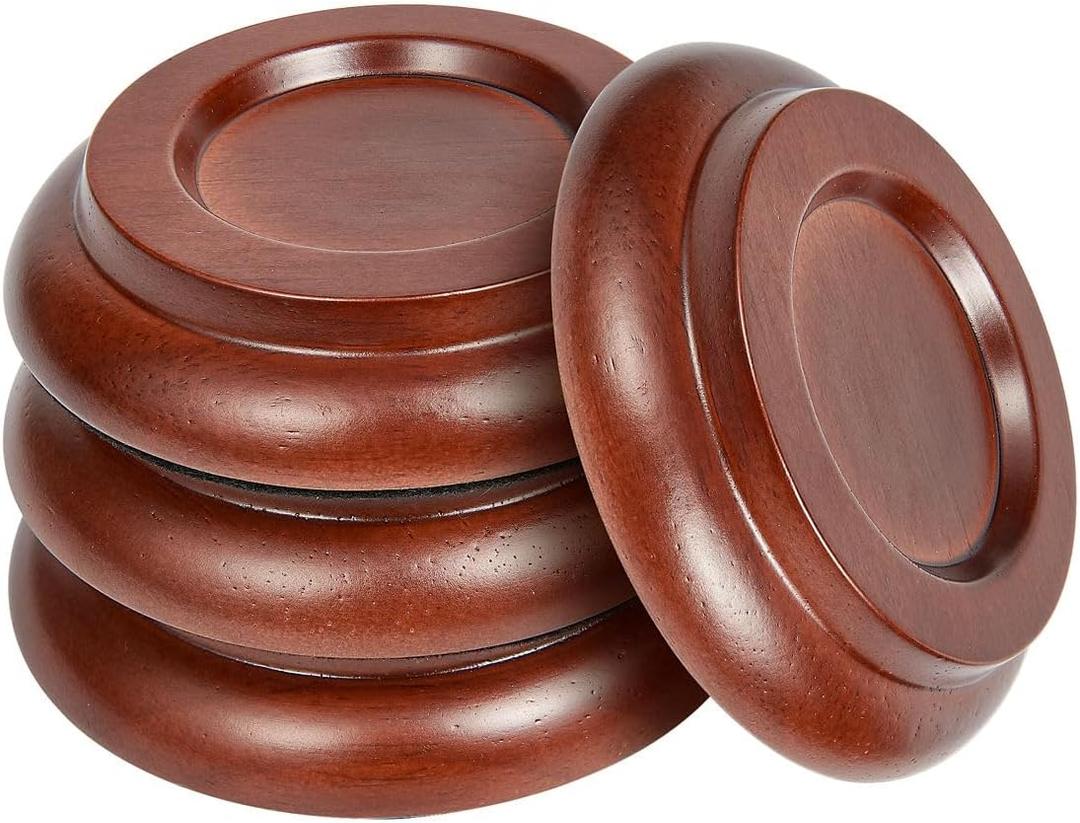 Piano Caster Cups Upright Piano Caster Cups Wood Coasters Cups, Brown-wood 4cups