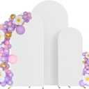 Set of 3 Wedding Arch Cover Spandex Fitted Stretchy Arch Stand Covers,2-Sided Round Top Chiara Backdrop Cover for Party Birthday Banquet Baby Shower Arch Decoration (4ft,5ft,6ft White)