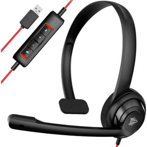 NUBWO HW02 USB Headset with Microphone Noise Cancelling &in-line Control, Ultra Comfort Computer Headset for Laptop pc, On-Ear Wired Office Call Center Headset for Boom Skype Webinars (USB-A) (Graphite)