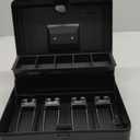 Cash Box Key Lock on Top, 11.8L x 9.5W x 3.5H Inches, Black Metal Money Box with Tray,Tiered Locking Cash Boxes,Durable Lock Safe Box with Key,4 Bill / 5 Coin Slots,Large