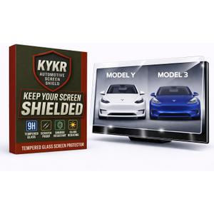 Tesla Model 3 Screen Protector 15 Inch (2017-2023) & Model Y (2020-2025), HD Clear Gloss Tempered Glass, 9H Scratch Resistant, Smooth Touch, Alignment Kit