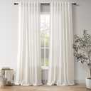 Nanspring Natural Linen Curtains 90 Inches Long for Living Room Country Semi Sheer Light Filtering Curtains Farmhouse Decor Boho Curtain for Bedroom Back Tab and Rod Pocket 52x90, 2 Panels