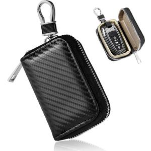 Faraday Bag for Car Keys, Anti-Theft Carbon Fiber Key Fob Storage Case RFID Signal Blocking Bag, Faraday Key Fob Holder Protector Portable Signal Blocker with Zipper