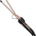 1/2 Inch Curling Iron for Short Hair & Long Hair, Half Inch Tourmaline Ceramic Curling Iron with Auto Shut-Off, Dual Voltage Small Barrel Curling Tongs Wand for Travel, Glove Include (Rose Gold)