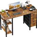 Lufeiya 47 inch Desk with 4 Drawers & Storage Shelves, Writing Work Study Computer Desk for Home Office Bedroom, Modern Simple Student PC Desks Table, Rustic Brown