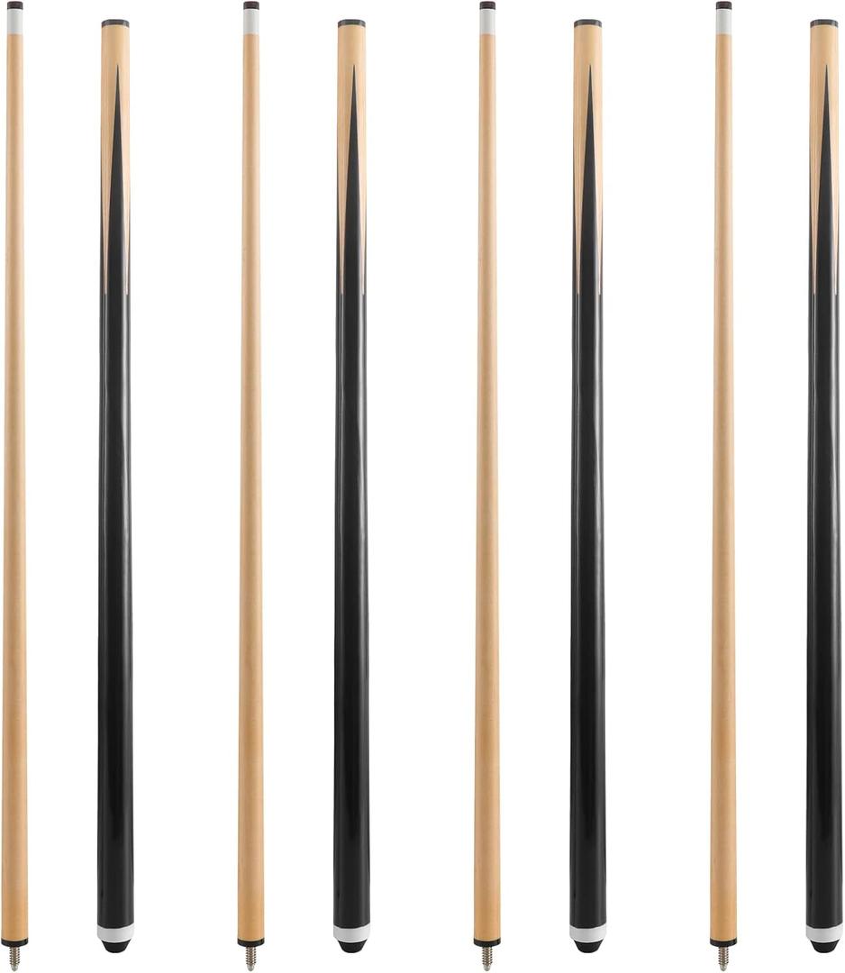 HMQQ Pool Cue Sticks 42"/48"/58" Billiard Cues with 13mm Leather Tip 17oz/18oz Standard or 20oz Heavy Set of 2 or 4 Durable 2-Piece Pool Sticks for Beginners, Adults, Home & Bar
