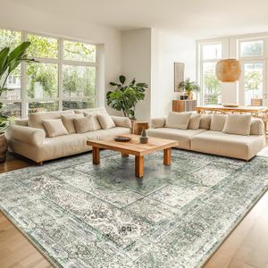 9x12 Area Rug Low Pile Carpet Non Slip Doormat Machine Washable Area Rugs for Living Room Bedroom Kitchen Hallway Dining Room Entrance Indoor-Green/Teal/Multi 9x12 Area Rug Low Pile Carpet Non Slip Doormat Machine Washable Area Rugs for Living Room Bedroom Kitchen Hallway Dining Room Entrance Indoor-Green/Teal/Multi