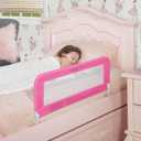 Dream On Me Mesh Security Bed Rail Toddler Safety Guard with breathable mesh, reinforced anchor system, lightweight, portable, fits adult twin-size beds, Pink