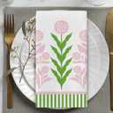 Dandelion Flower Kitchen Dish Towels Set of 2, Botanical Pink Green Floral Drying Hand Towel Baking Cooking Cloth, Spring Summer Bathroom Home Decoration 18'' x 26''