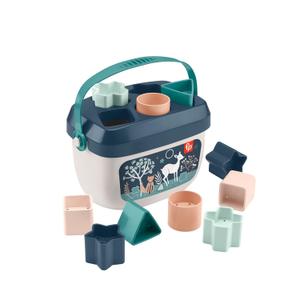 Fisher-Price Stacking Toy Babys First Blocks Set of 10 Shapes for Sorting Play for Infants Ages 6+ Months, Navy Fawn