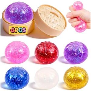 3  Pack Dumpling Squishy Mystery Box, 6 Color Glitter Dumpling Squishy Toys Pack, Dumplings Squeeze Fidget Toys, Squishies for Kids Party Favors Goodie Bag Stuffers Classroom Prizes