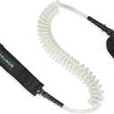 Coiled SUP Leash Premium Stand Up Paddle Board Leg Rope Wrist Strap Surfboard Leash for Paddleboard, Shortboard, Longboard (Transparent White)