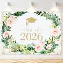 Avezano Floral Graduation Backdrop Flower Garland Graduation Party Decorations 2026 Congrats Grad Class of 2026 Photoshoot Background Prom Party Banner Supplies (8x6ft)