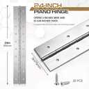 Zonon 2 Pack Heavy Duty Piano Hinge 24'' x 3 '' Width 0.060'' Thick, Silver