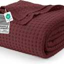 Utopia Bedding 100% Cotton Waffle Blanket Queen Size Burgundy, 90x90 Inch | Lightweight Breathable Cozy Summer Bed Blanket Home Decor Gift for Women and Men