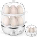 Bear Egg Cooker,14 Egg Capacity Hard Boiled Egg Cooker, Rapid Electric Egg Boiler Maker & Poacher for Hard Boiled Scrambled Omelets Poached Eggs Steamed Vegetables Dumplings with Egg Piercer (White)