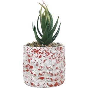 Rustic Cement Plant Pot, 4.53" Succulent Planters for Outdoor Plants, Cylinder Round Flower Pot for Succulent/Herbs/Violets, Wave Texture Design, Garden Balcony Decor, No Drainage Hole  White / Red 