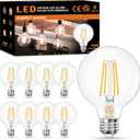 8-Pack G25 LED Globe Light Bulbs 3000K Soft White, Vintage E26 Base Edison Light Bulbs 60W Equivalent, 6W Round Light Bulbs with Filament for Bathroom Vanity, Clear Glass, 600LM, Non-dimmable