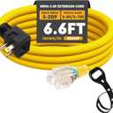 Kanayu 6.6FT NEMA 5-20 Extension Cord, 5-20P Male Plug to 5-20/5-15R Female Receptacle, 20 Amp T-Blade Outlet Extension Power Cord with Indicator Light, 12 AWG, ETL Listed