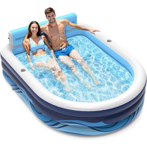 VISTOP Inflatable Pool for Adults or Kids with Seats/Cup Holders Large Thickened Extra Large Toddlers Cool Swimming Pool Family Summer Blow Up Water Pools for Outdoor, Water Party, Garden SPA Tub