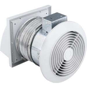 Quini 512M Through the Wall Exhaust Fan, 6-inch Diameter vent, White Grille, 80 CFM 4.0 Sones, 15-Inch Retractable Duct