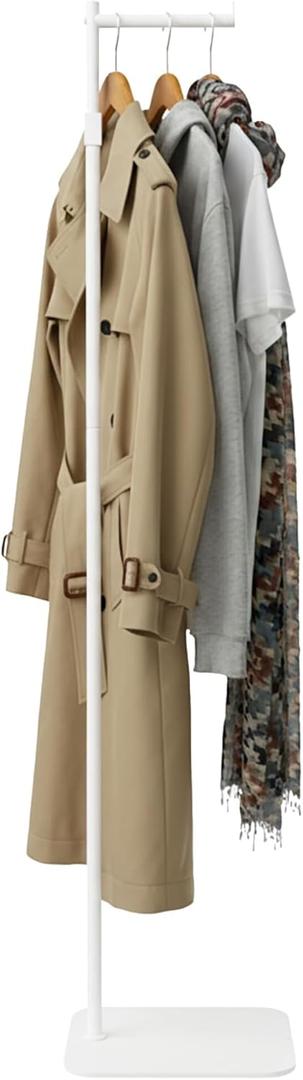 Adjustable Clother Display Stand 61"-75", Metal Clothing Display Rack Freestanding, Single Arm Clothes Rack, White Costumer Stand Fit for Coat and T-shirt Hanging in Shops, Retail Stores, Home