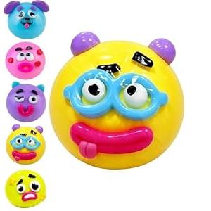 NEW Smushers Squishy, Curiosities Smushers Dog Face Swap Squishy, Cute Easy Squeezy Funny Face Squishy Stress Balls, Stress Relief Desk Accessory for Adults (Yellow)