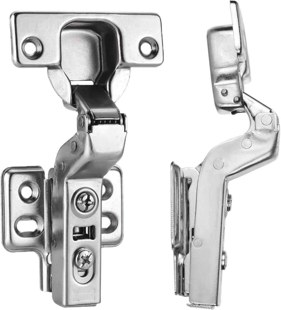 40pcs Standard Cabinet Hinge,Fit for Frameless Cabinet,European Inset,Soft Closing,Four-Hole mounting Plate Hinges,Nickel Plated Finish (20 Pairs)