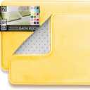 Clara Clark 2 Piece Bathroom Rugs Bath Mat Set, Velvet Memory Foam Bath Mats for Bathroom - Non-Slip, PVC Backing Bath Rugs, Washable - Dries Quickly, Yellow, 17 x 24 + 20 x 32