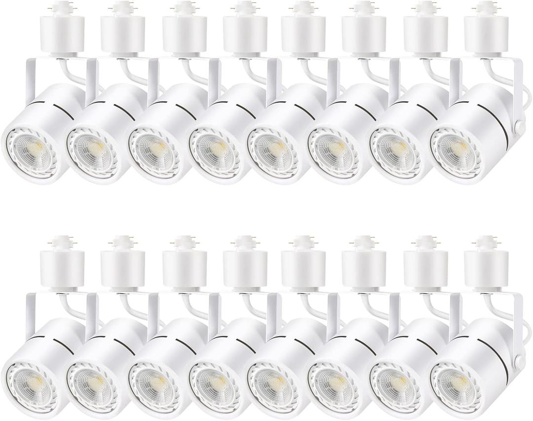 LED Track Lighting Heads, 10W Adjustable LED Track Light Fixtures for Accent Retail Artwork,4000K Cool White, h Type Track Lights - 120V 24 Angle Halo Type- 16 Pack (White)