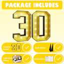 4FT Marquee Light Up 30 Numbers,Glitter Gold Giant Marquee Mosaic Frame Light Up Number for 30th Birthday Party Decorations Mosaic Number 30,DIY Frame Pre-Cut Foam Board Kit