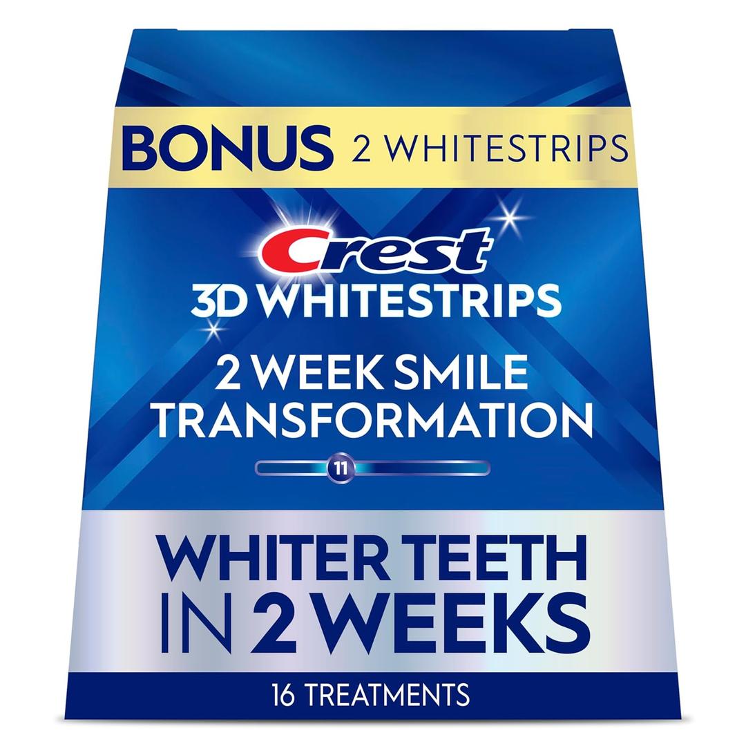 Crest 3D Whitestrips Glamorous White, 3D White, Teeth Whitening Strip Kit, 32 Strips (16 Count Pack) - Crest Teeth Whitening Strips, Teeth Whitening Kit - Packaging May Vary